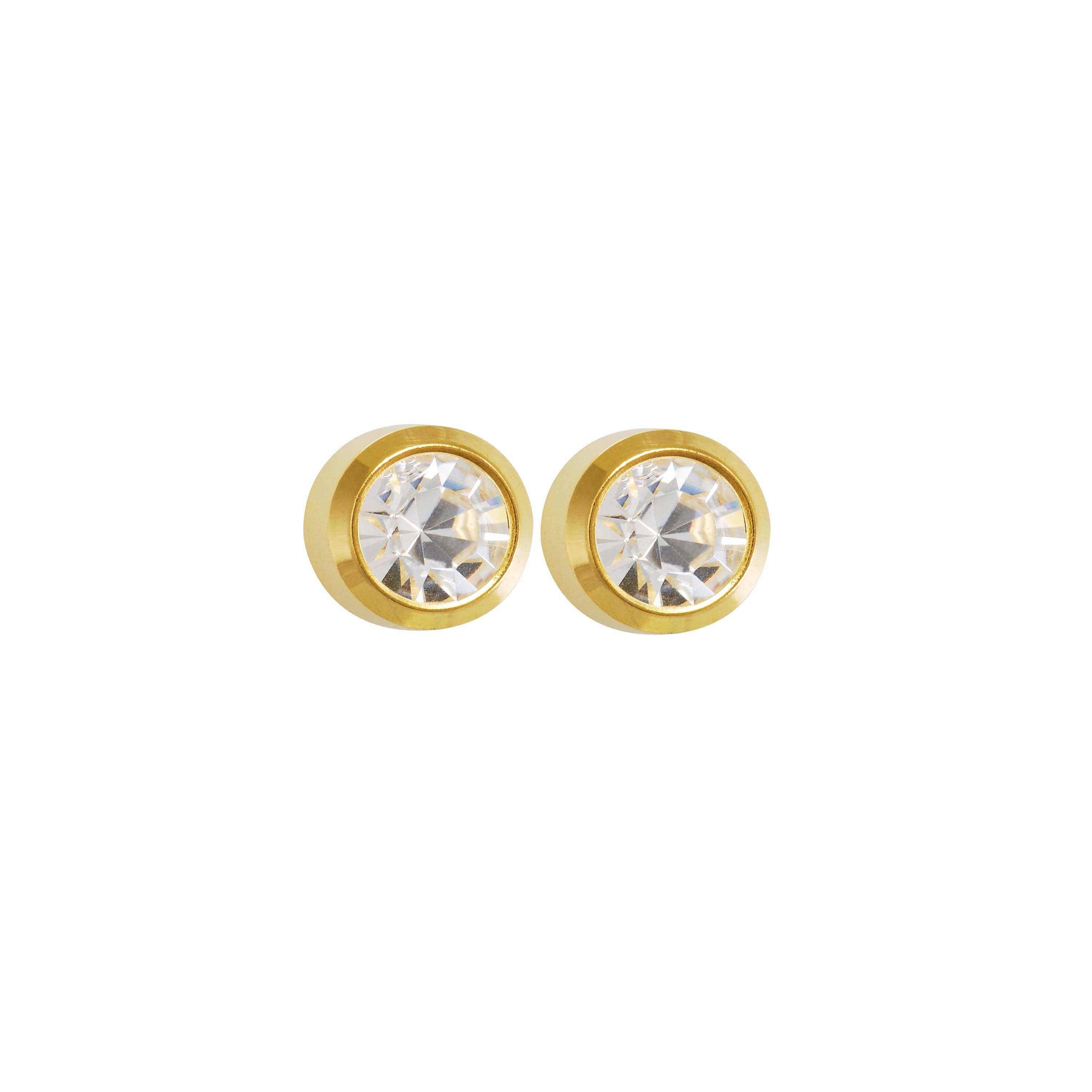 4MM - Bezel - April Crystal | 24K Gold Plated Piercing Ear Studs come Fashion Earrings | Studex Select