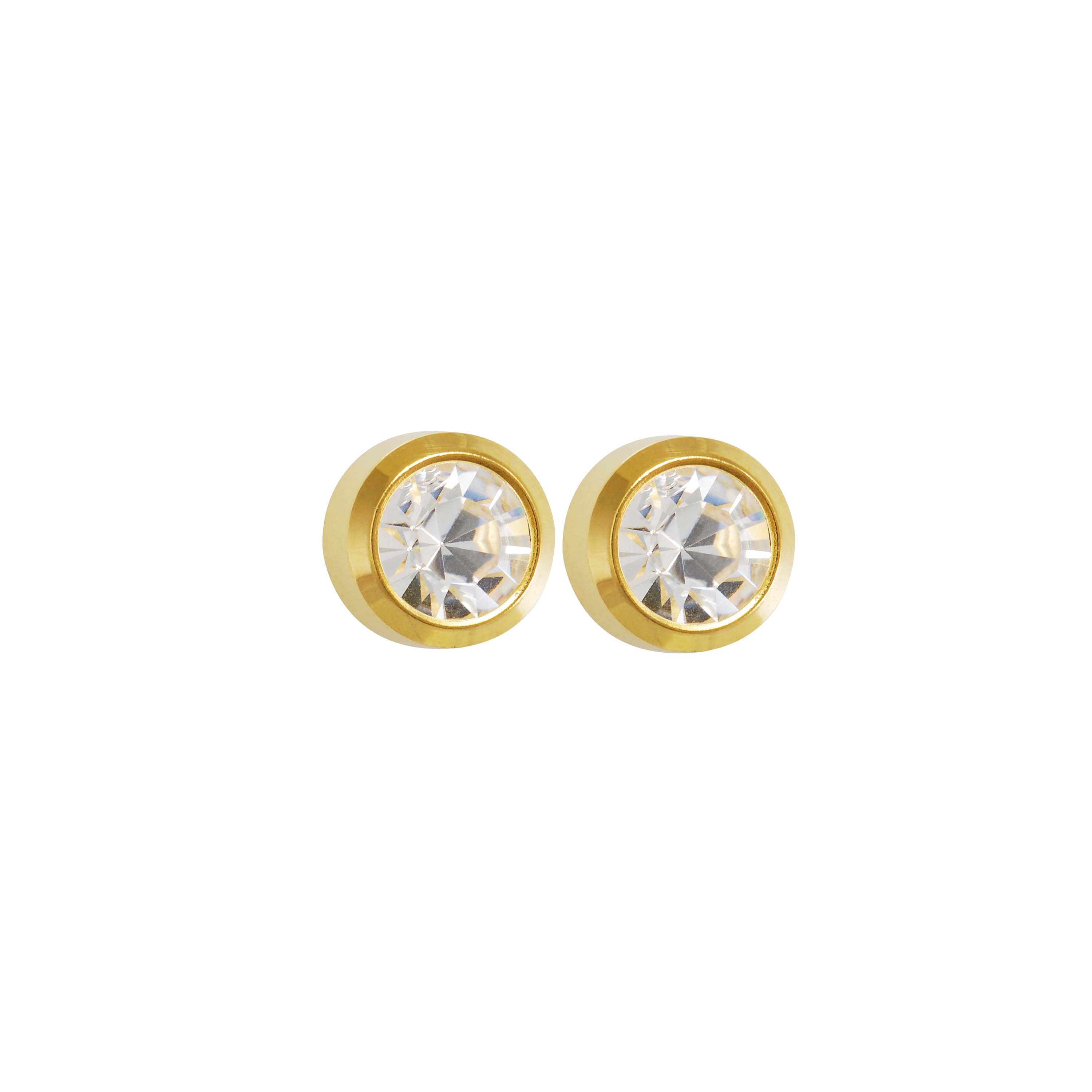 2MM - Bezel - April Crystal | 24K Gold Plated Piercing Stud Ear Studs come Fashion Earrings | Studex Select