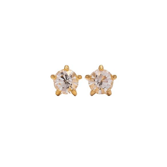 3MM - April Crystal Birthstone (Round) | 24K Gold Plated Piercing Ear Studs come Fashion Earrings | Studex Select
