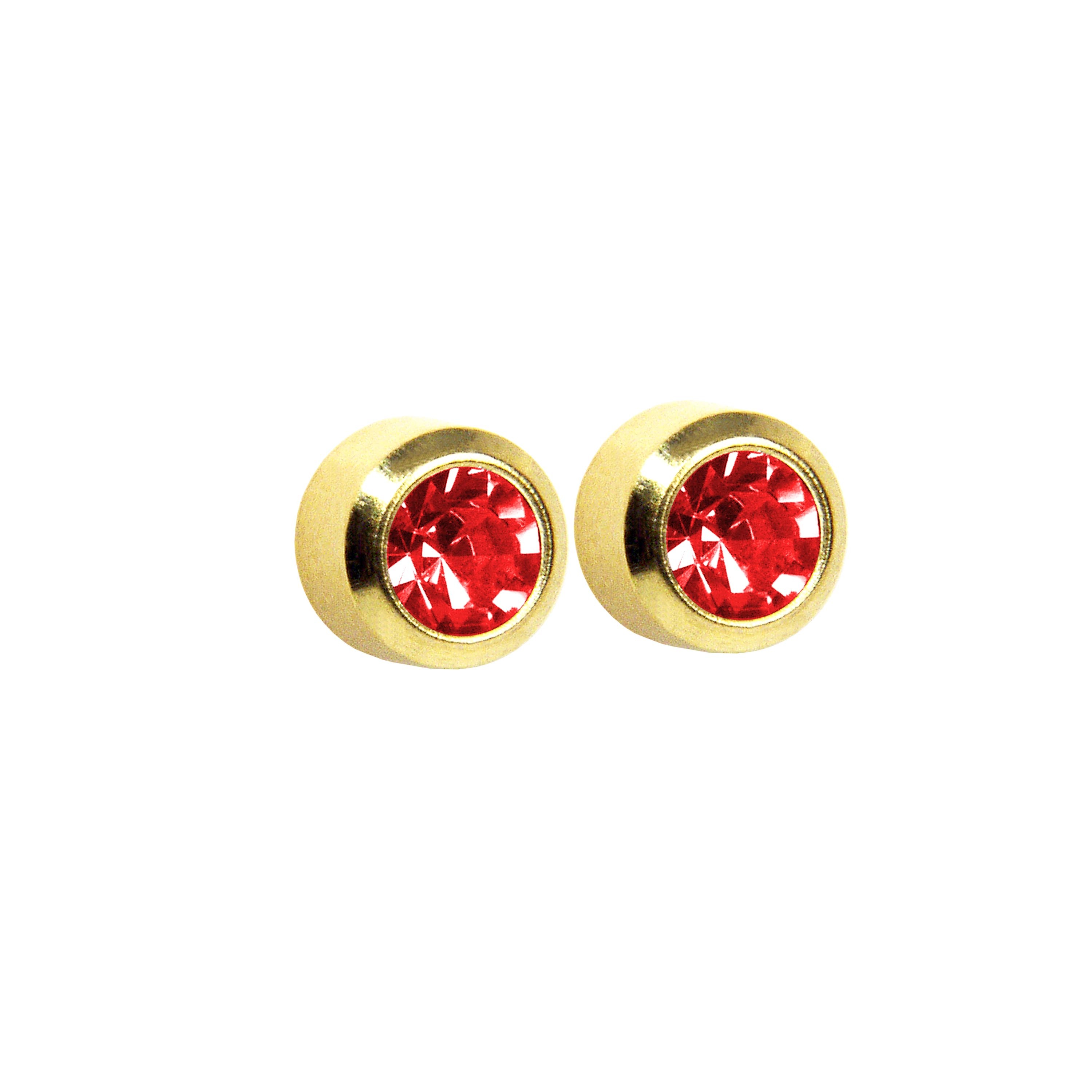 3MM - Bezel - July Ruby - Pinkish Red | 24K Gold Plated Piercing Ear Studs come Fashion Earrings | Studex Select