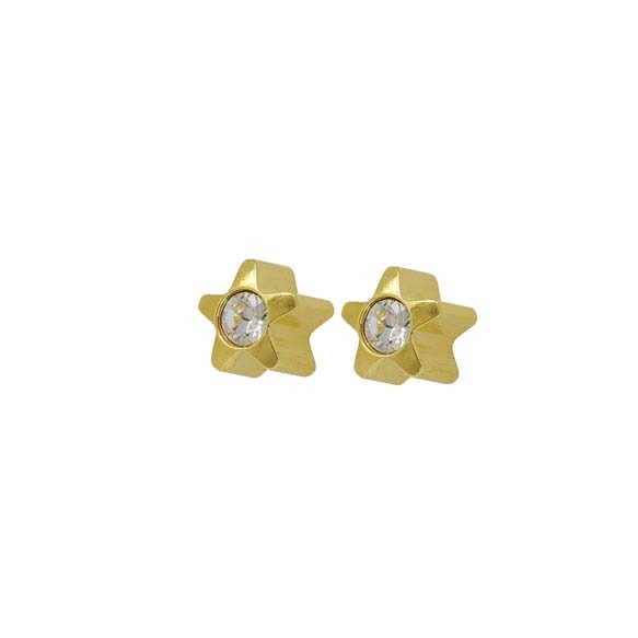 3MM - Starlite - Crystal Clear | 24K Gold Plated Piercing come Fashion Earrings | Studex Select
