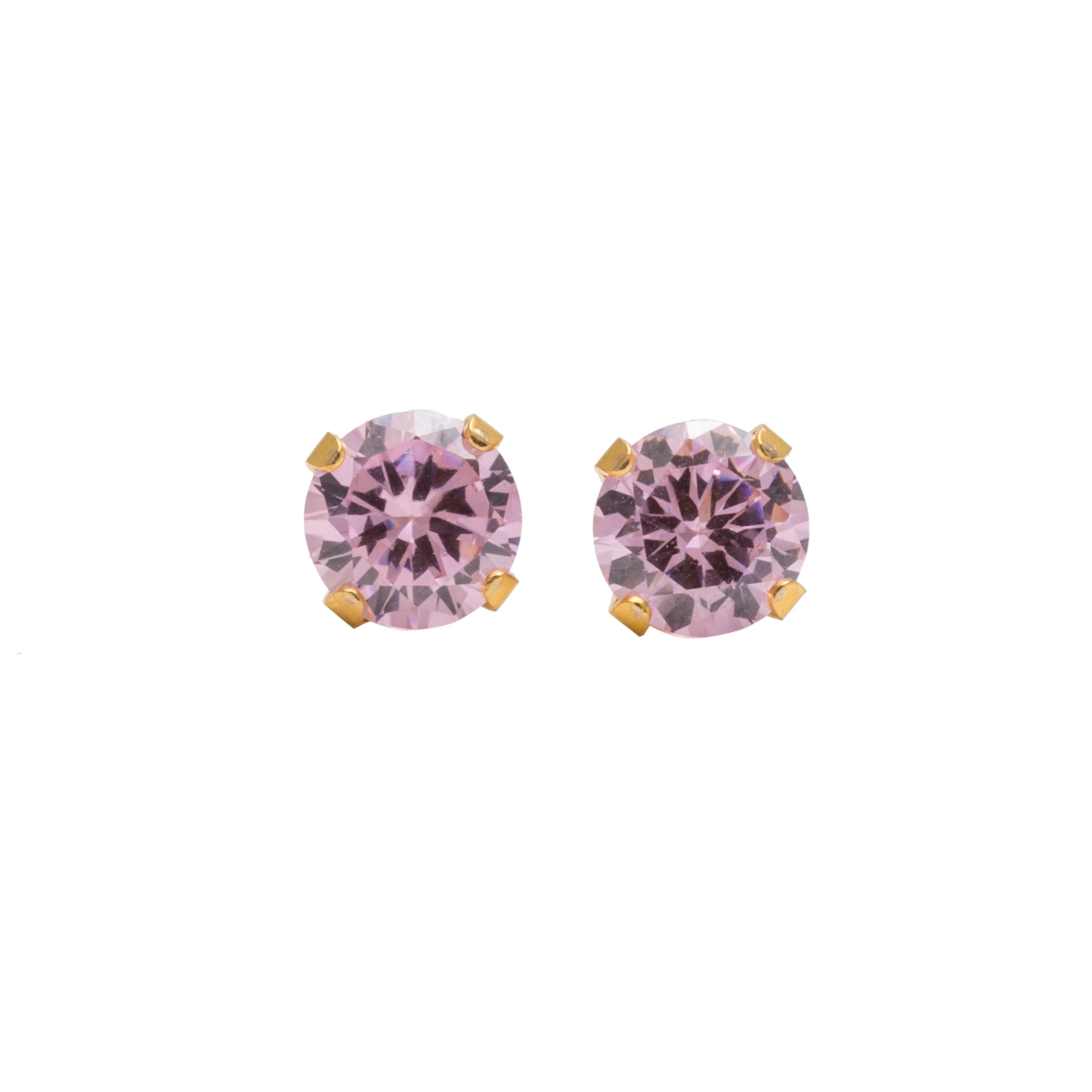 6MM - Cubic Zirconia (Round) - Dark Pink | 24K Gold Plated Simple Yet Stylish, Cute & Trending Fashion Earrings / Ear Studs for Girls & Women Online @ Pakistan | Studex Sensitive (for daily wear)