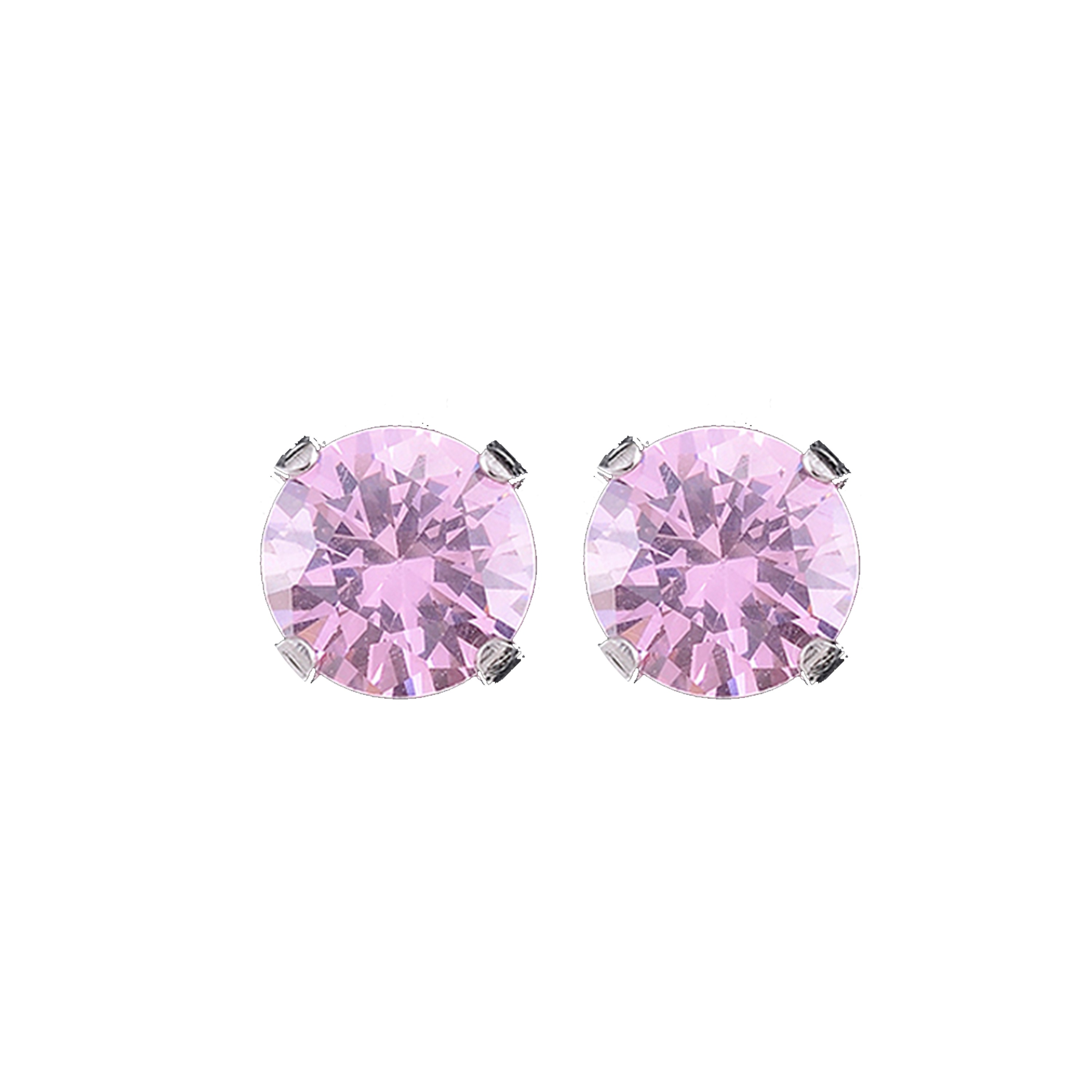 6MM - Cubic Zirconia (Round) - Light Pink | Stainless Steel Simple Yet Stylish, Cute & Trending Fashion Earrings / Ear Studs for Girls & Women Online @ Pakistan | Studex Sensitive (for daily wear)