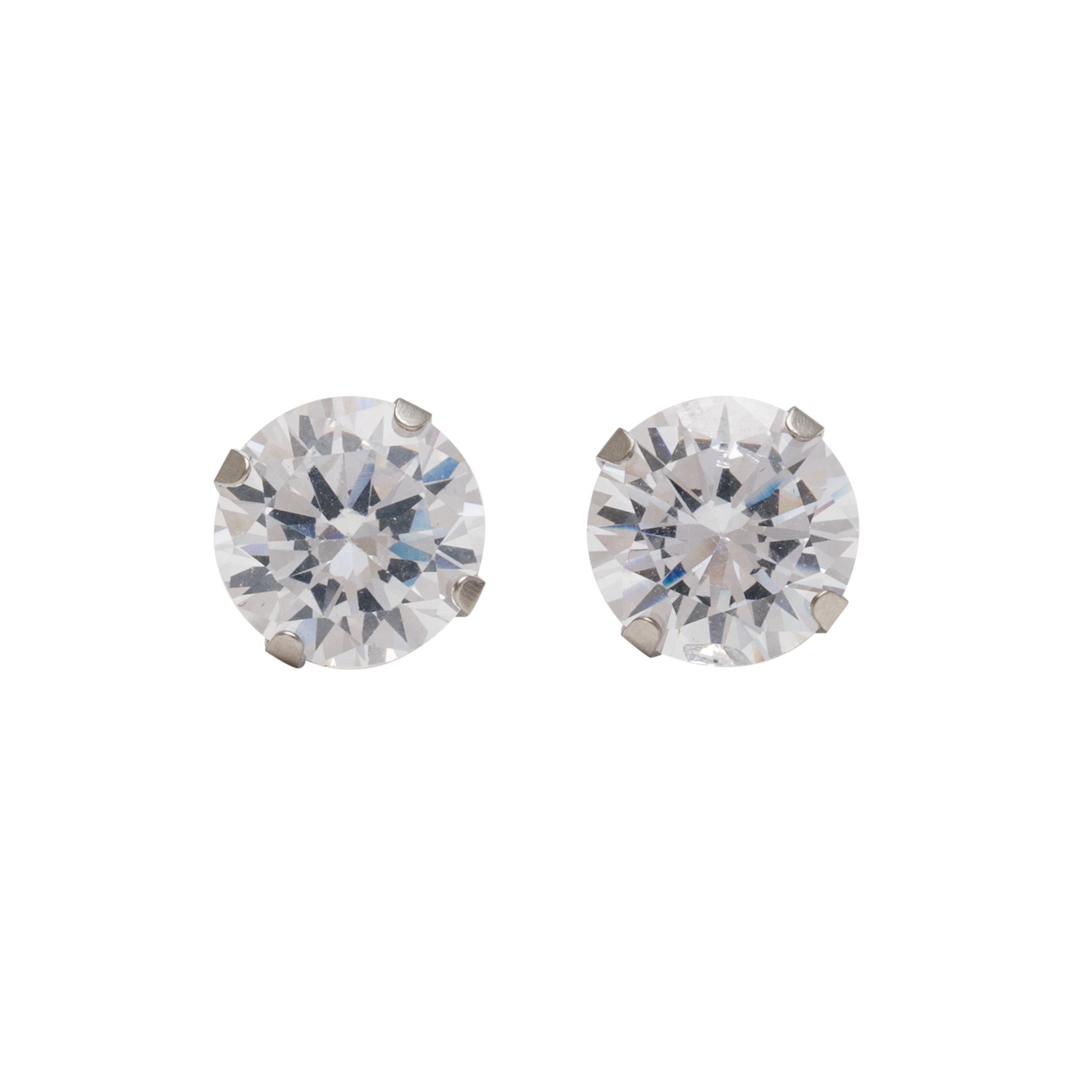 8MM - Cubic Zirconia (Round) - Crystal Clear | Stainless Steel Simple Yet Stylish, Cute & Trending Fashion Earrings / Ear Studs for Girls & Women Online @ Pakistan | Studex Sensitive (for daily wear)