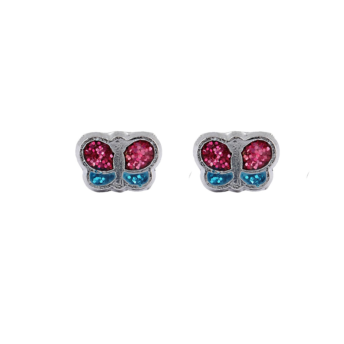 Turquoise - Butterfly Pink Glitter | 24K Stainless Steel Kids / Baby / Children’s Fashion Earrings | Studex Tiny Tips